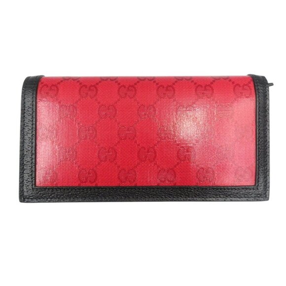 GUCCI x adidas GG Crystal Chain Wallet Red Black Canvas Leather - Picture 3 of 9